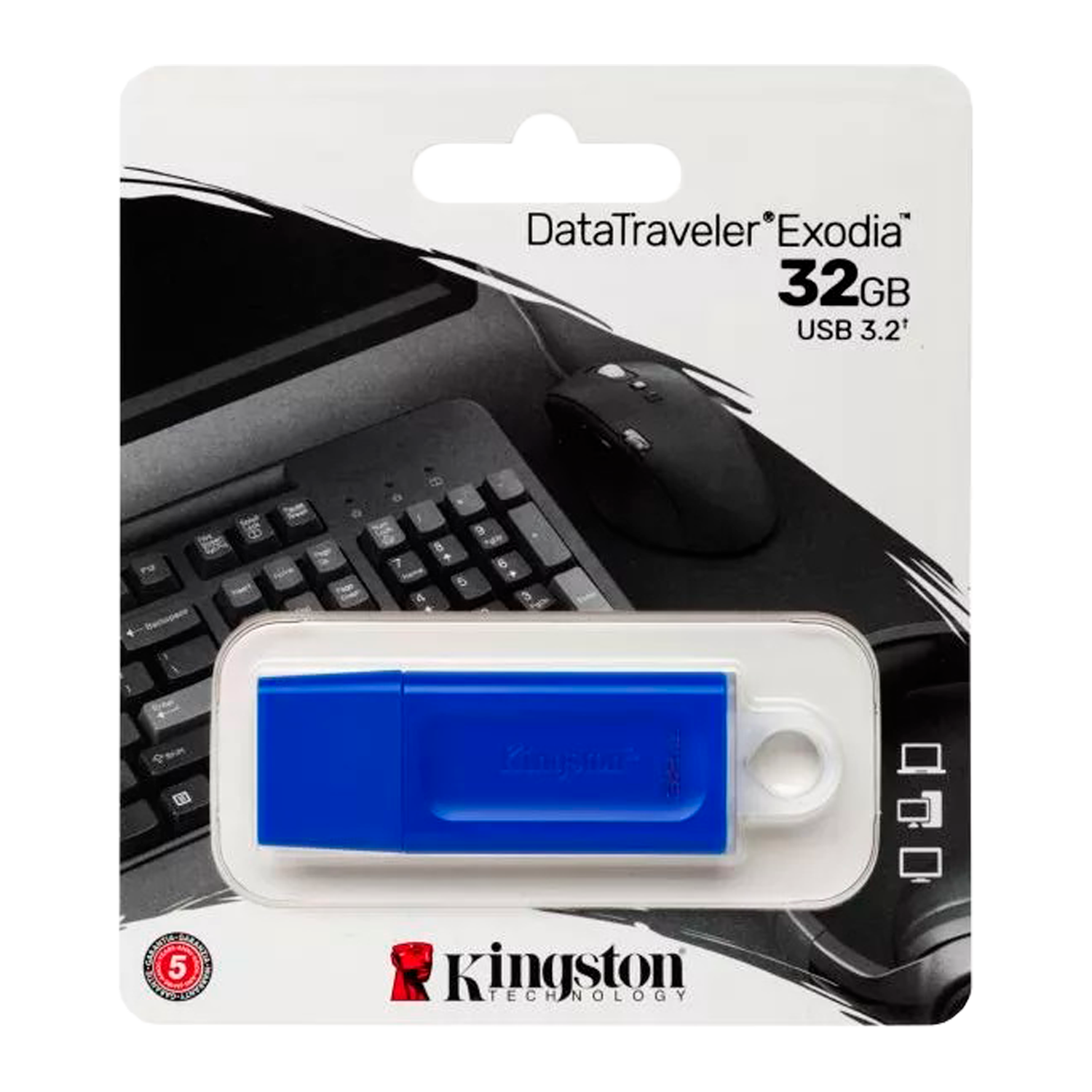 Pendrive Kingston Exodia 32GB / USB 3.0 - Azul (KC-U2G32-7GB-TW)