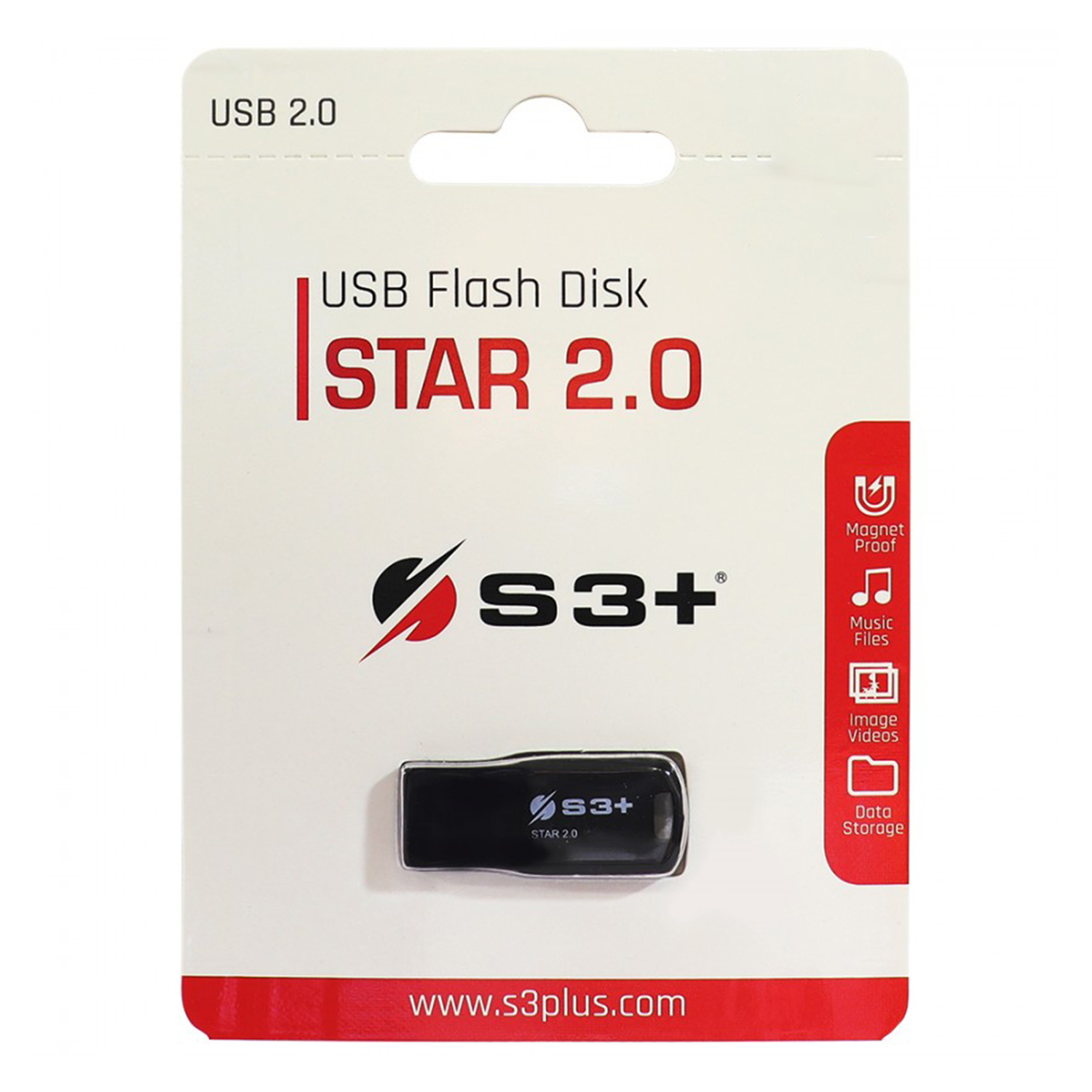 Pendrive S3+ Star 2.0 16GB - Preto (S3PD2004016BK-R)
