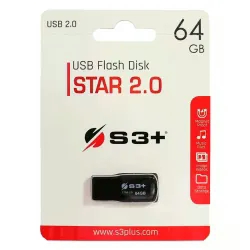 Pendrive S3+ Star 64GB USB 2.0 - Preto S3PD2004064BK-R