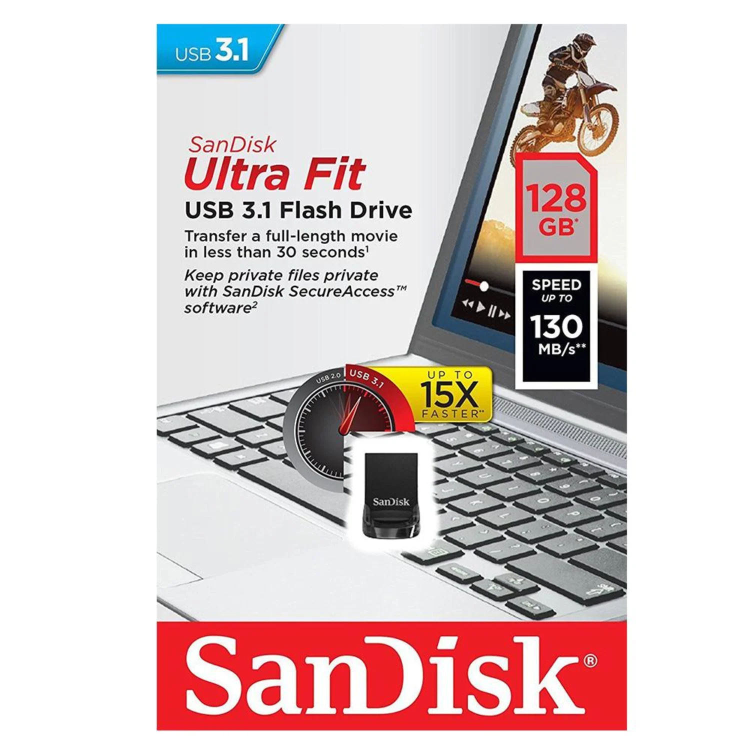 Pendrive Sandisk 128GB Z430 Ultra FIT USB 3.1 - SDCZ430-128G-G46