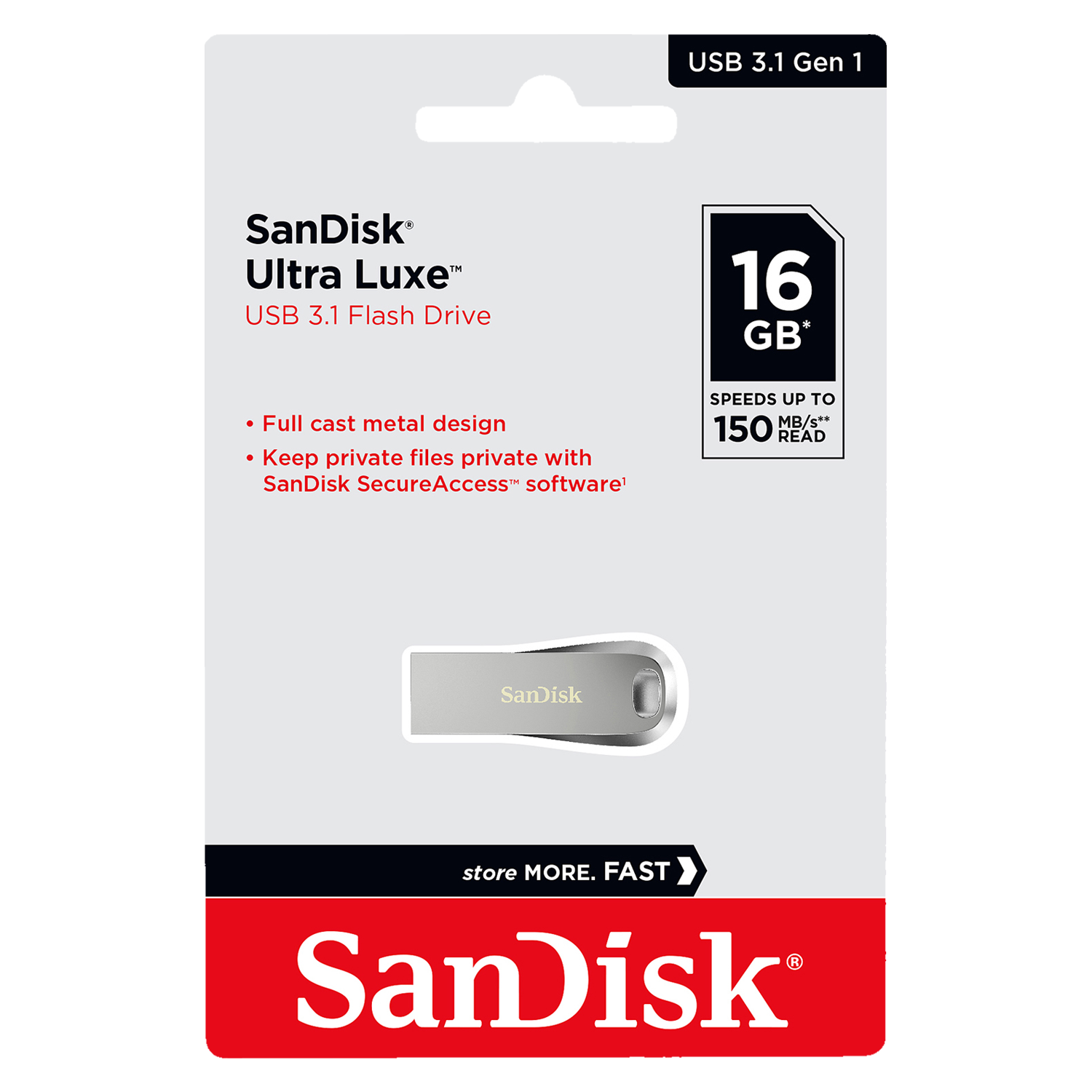 Pendrive Sandisk Ultra Luxe Z74TRA 16GB / USB 3.1 - Prata (SDCZ74-16G-G46)