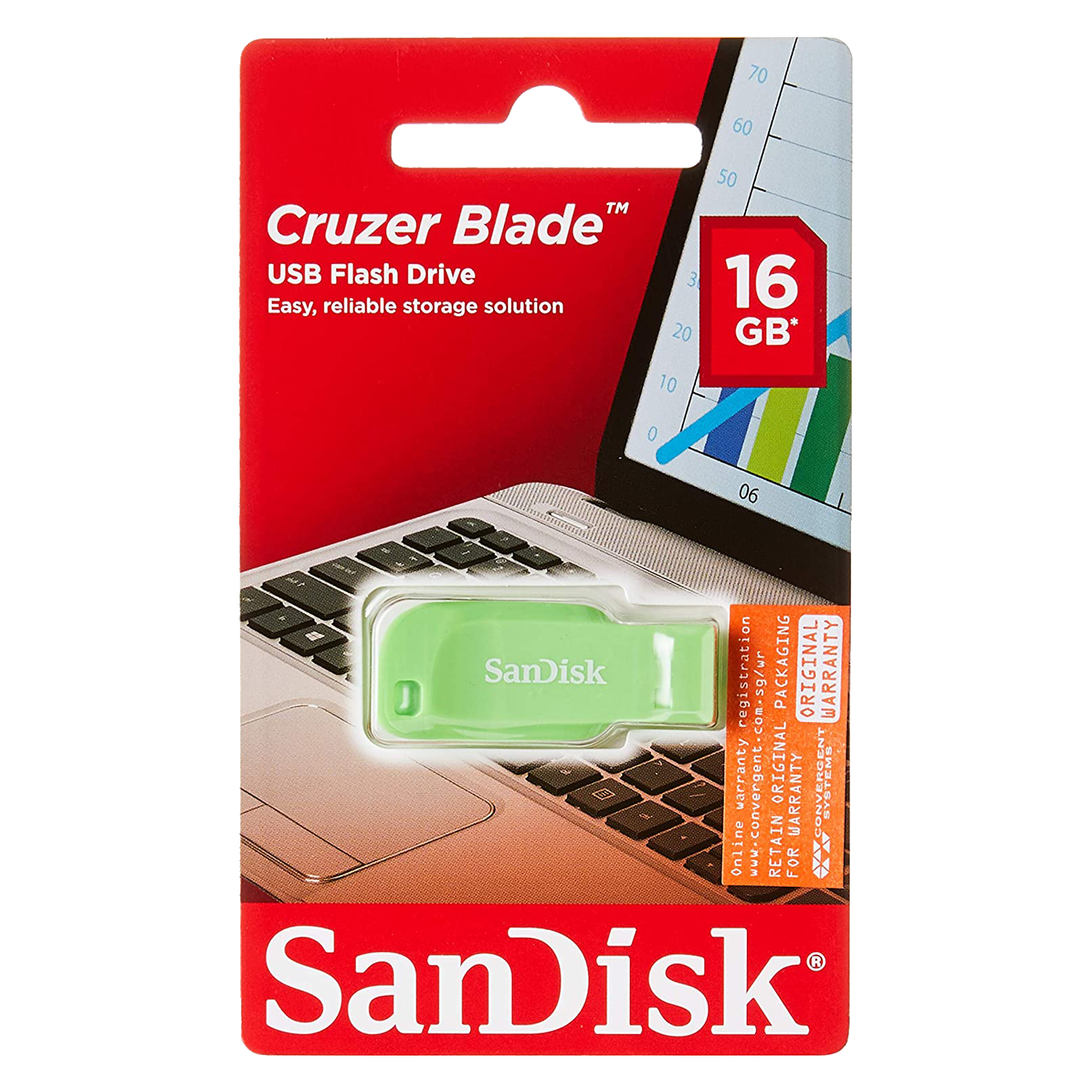 Pendrive Sandisk Z50C Cruzer Blade 16GB / USB 2 -Green (SDCZ50C-016G-B35GE)