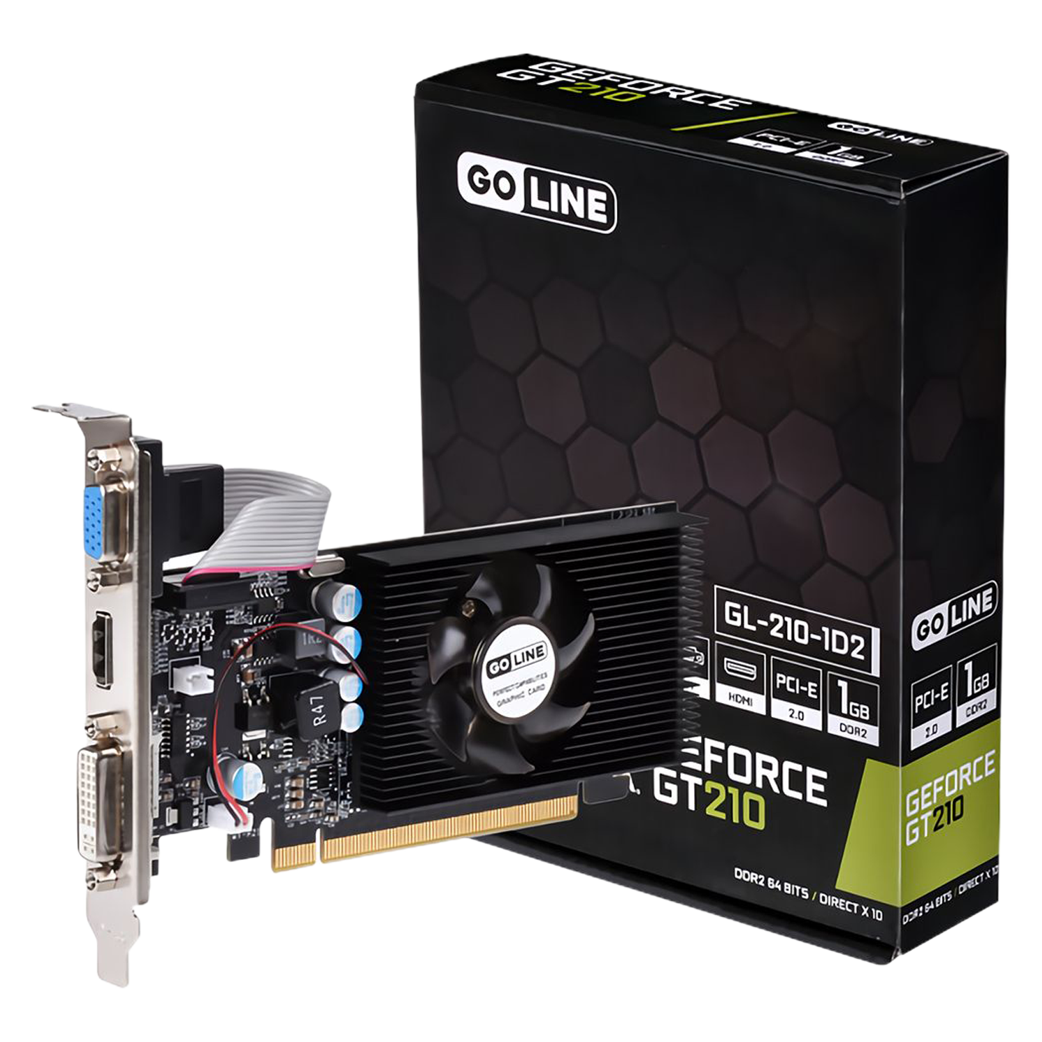 Placa de Vídeo Goline GT-210 1GB / GL-210-1D2 DDR2 / Low Profile - ( 1 Ano de Garantia)