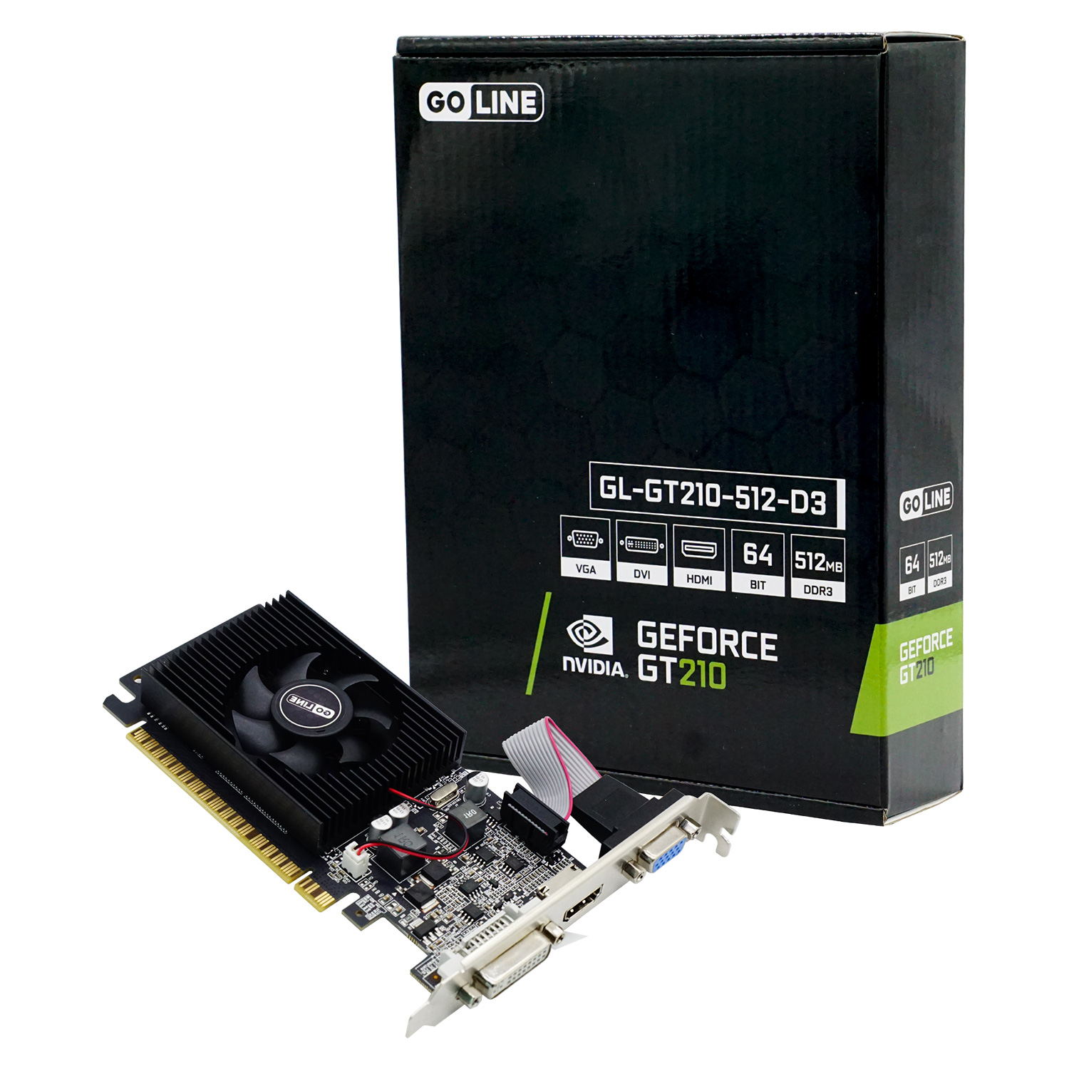 Placa de Vídeo Goline NVIDIA GeForce GT 210 512MB DDR3 - GL-GT210-512-D3 (1 Ano de Garantia)