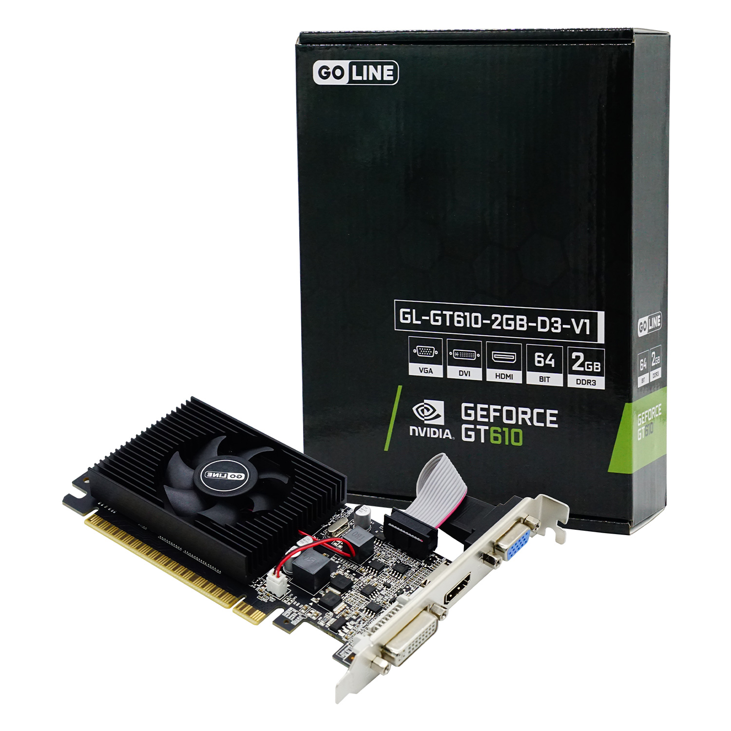 Placa de Vídeo Goline NVIDIA GeForce GT-610 2GB DDR3 - GL-GT610-2GB-D3-V1 (1 Ano de Garantia)