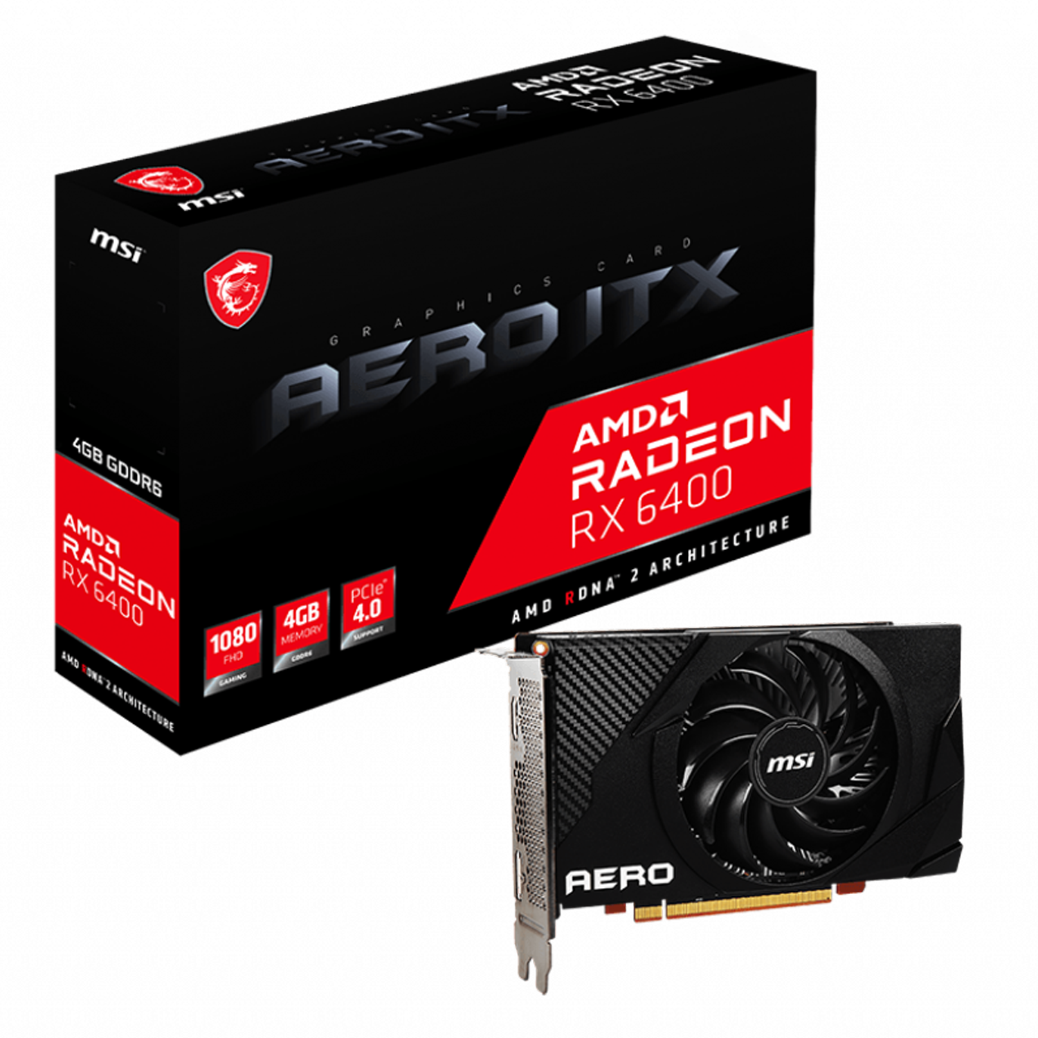 Placa de Vídeo MSI Aero ITX ADM Radeon RX-6400 4GB GDDR6 - 912-V508-004

