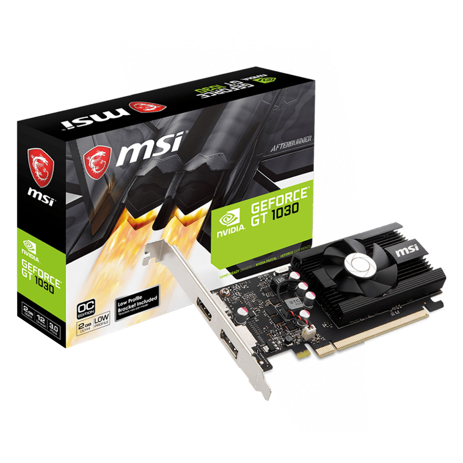 Placa de Vídeo MSI Low Profile OC NVIDIA GeForce GT 1030 2GB DDR4 - 912-V809-4065