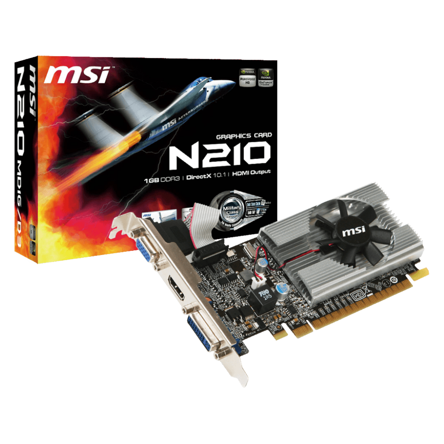 Placa de Vídeo MSI N210-MD NVIDIA GeForce GT 210 1GB GDDR3 - N210-MD1G/D3