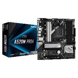 Placa Mãe ASRock A520M Pro4 / Socket AM4 / Chipset  AMD A520 / VGA / micro ATX / DDR4
