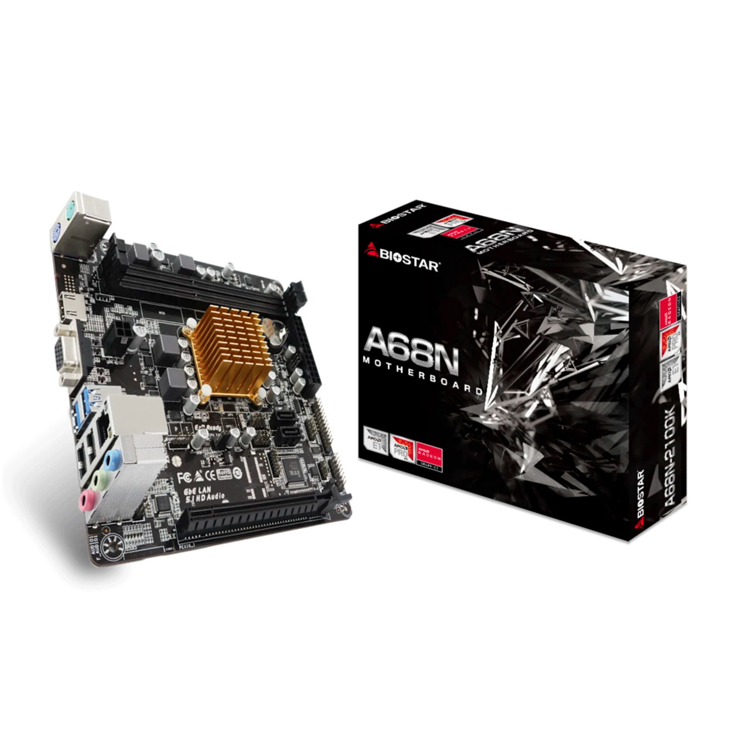 Placa Mãe Biostar A68N 2100K Chipset AMD Beema DDR3 Mini ITX Processador Dual Core AMD E1-6010 2.0