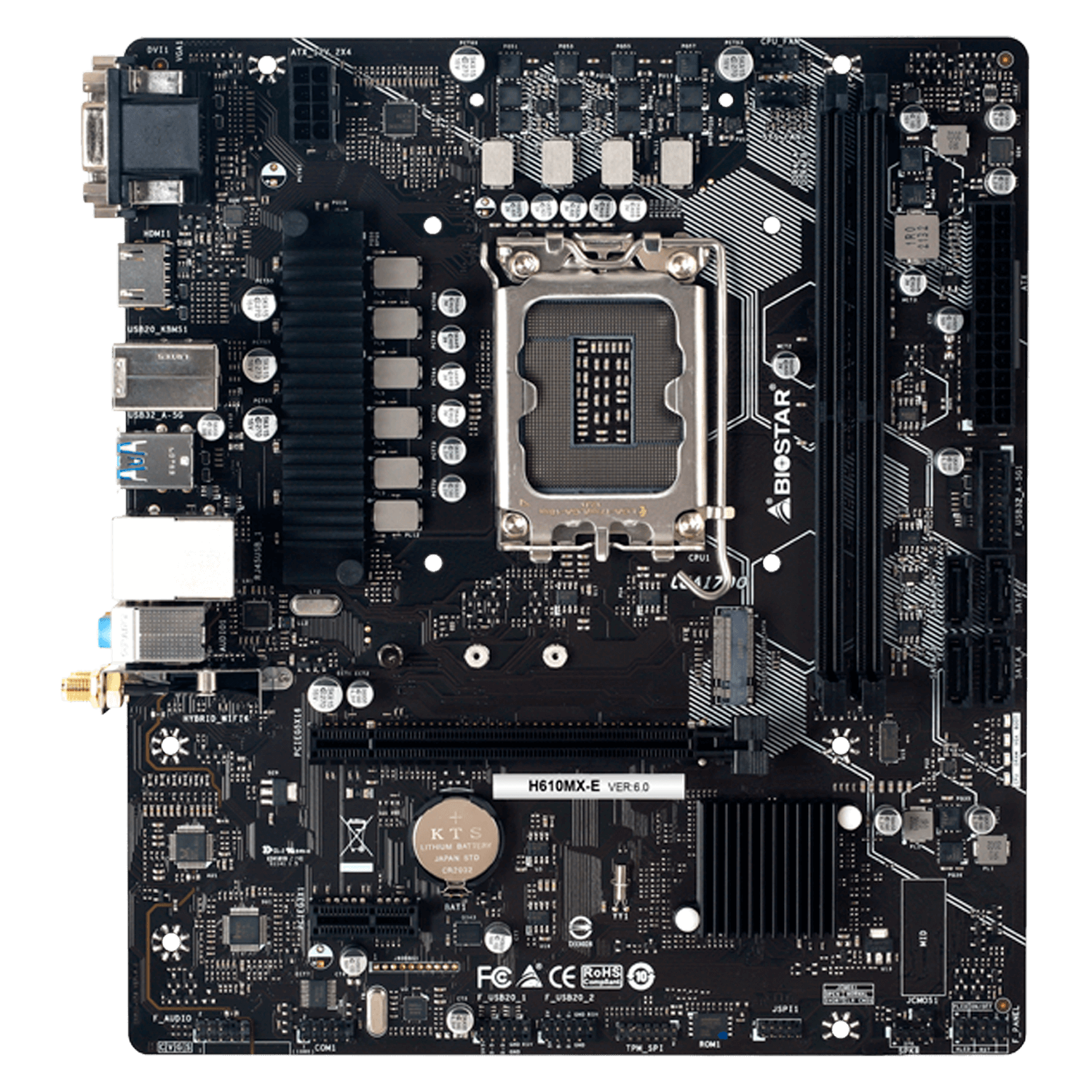 Placa Mãe Biostar H610MX-E/ Chipset H610 / Intel LGA 1700 / mATX, DDR4