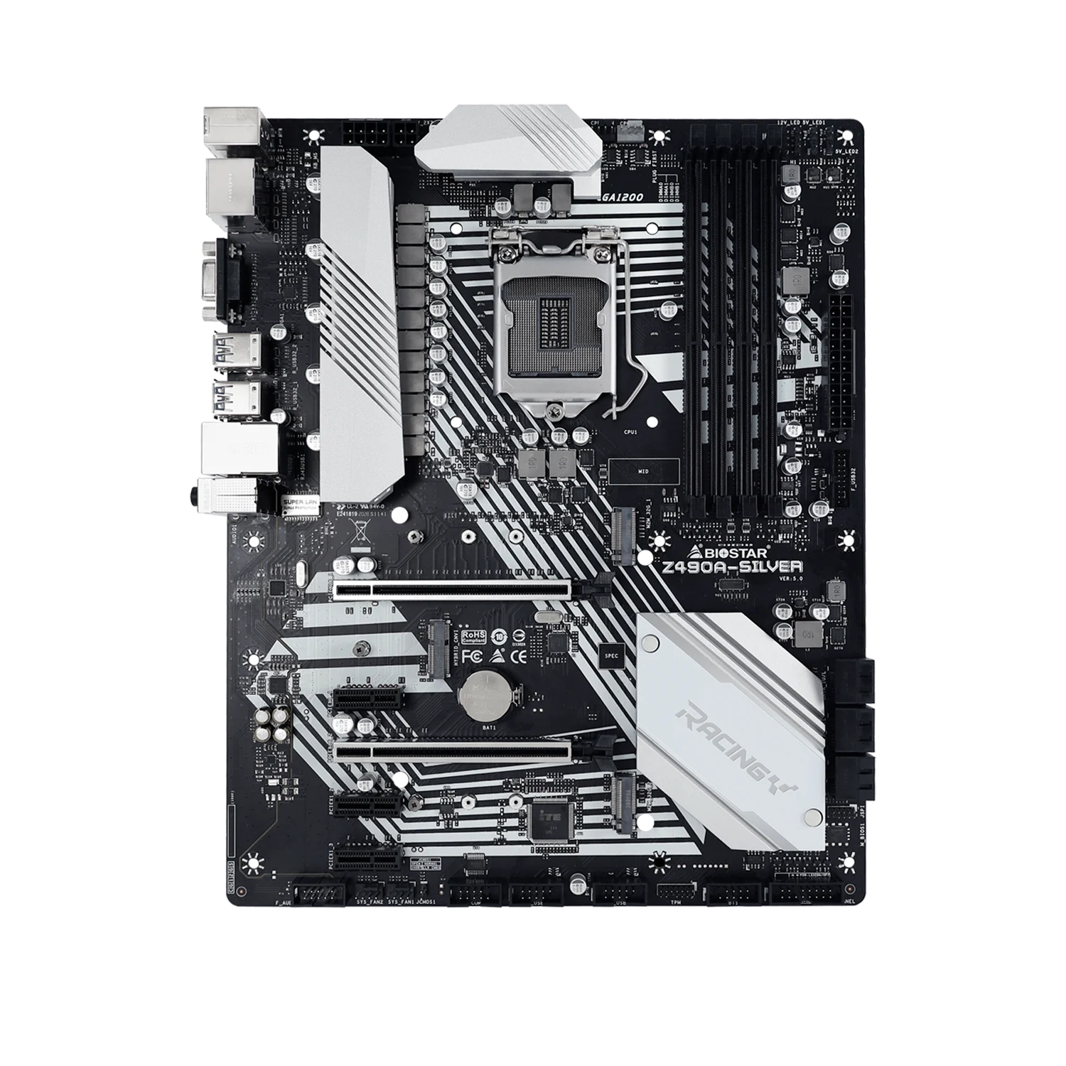 Placa Mãe Biostar Racing Z490A Silver DDR4 Socket Intel LGA 1200 Chipset Z490 ATX