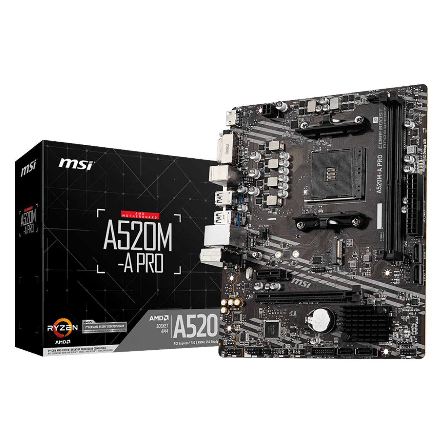 Placa Mãe MSI A520M-A Pro 2XDDR4 Socket AMD AM4 Chipset a520 Micro ATX