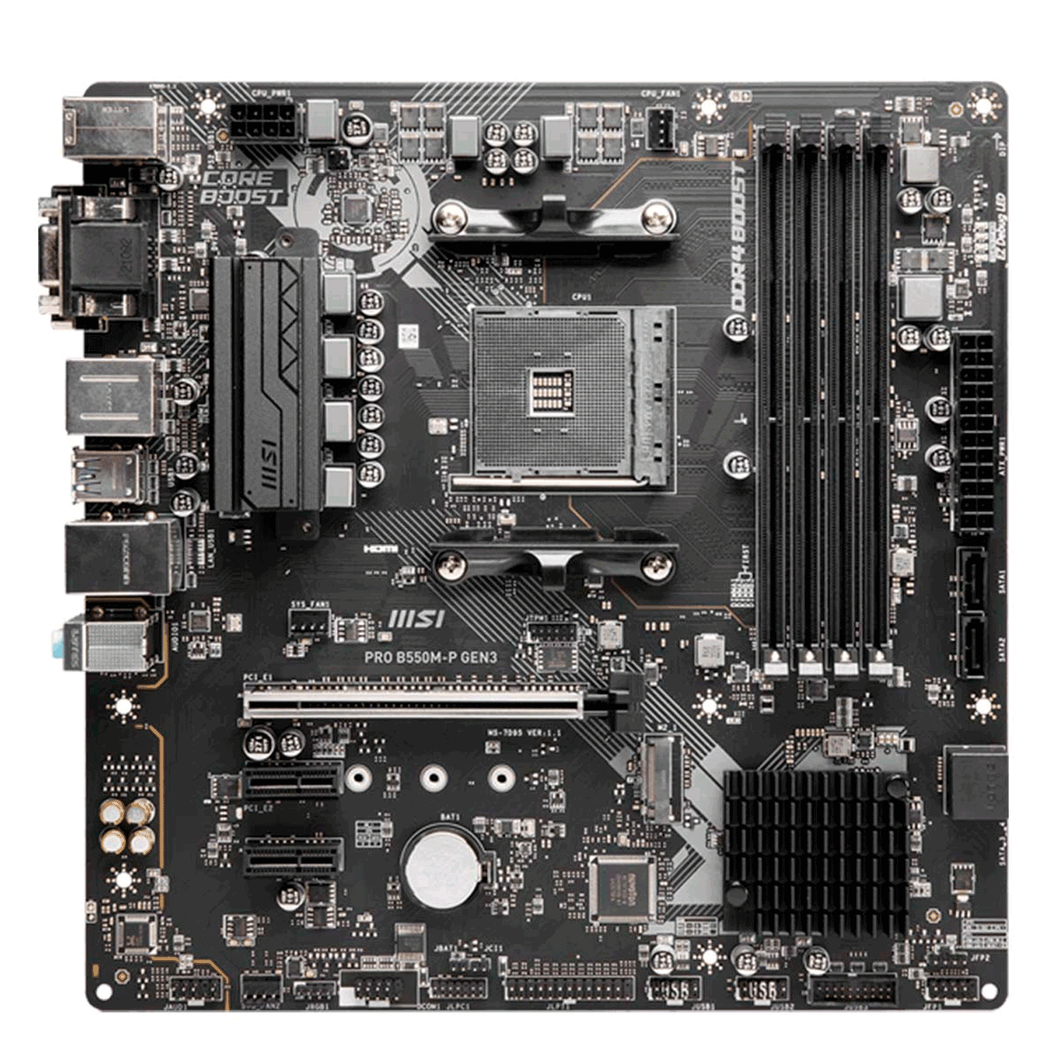 Placa Mãe MSI Pro B550M-P GEN3 Socket AMD AM4 Chipset B550 DDR4 Micro ATX 
