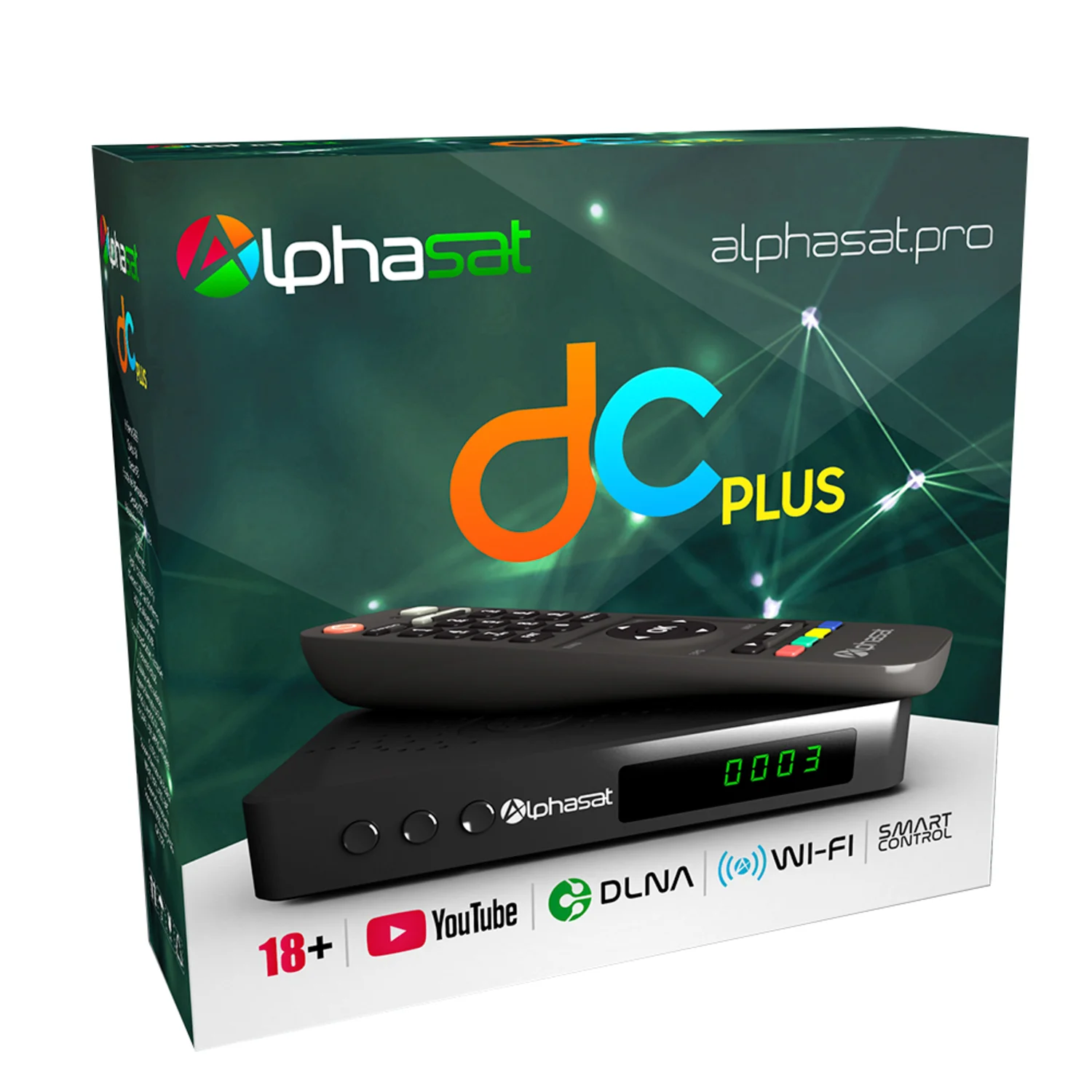 Receptor Alphasat DC Plus Full HD Wi-Fi - Preto