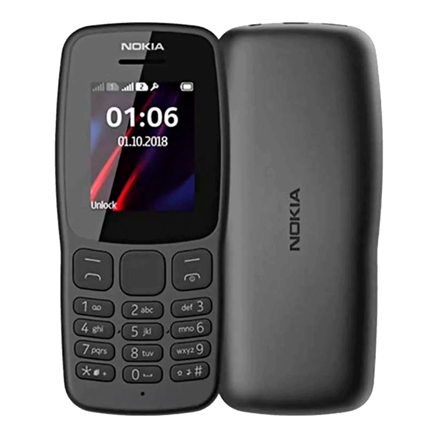 Celular Nokia 106 TA-1190 4MB / 4MB RAM / Dual Sim / Tela 1.8" - Cinza