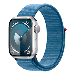 Apple Watch Series 9 MR923LL/A Caixa Alumínio 41mm Prata - Loop Esportiva Azul