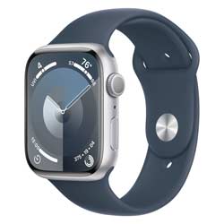 Apple Watch Series 9 MR9D3LW/A Caixa Alumínio 45mm Prata - Esportiva Azul S/M