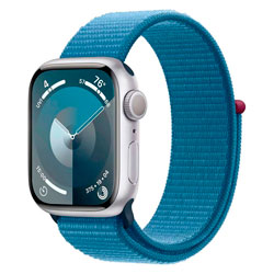 Apple Watch Series 9 MR9F3LW/A Caixa Alumínio 45mm Prata - Loop Esportiva Azul