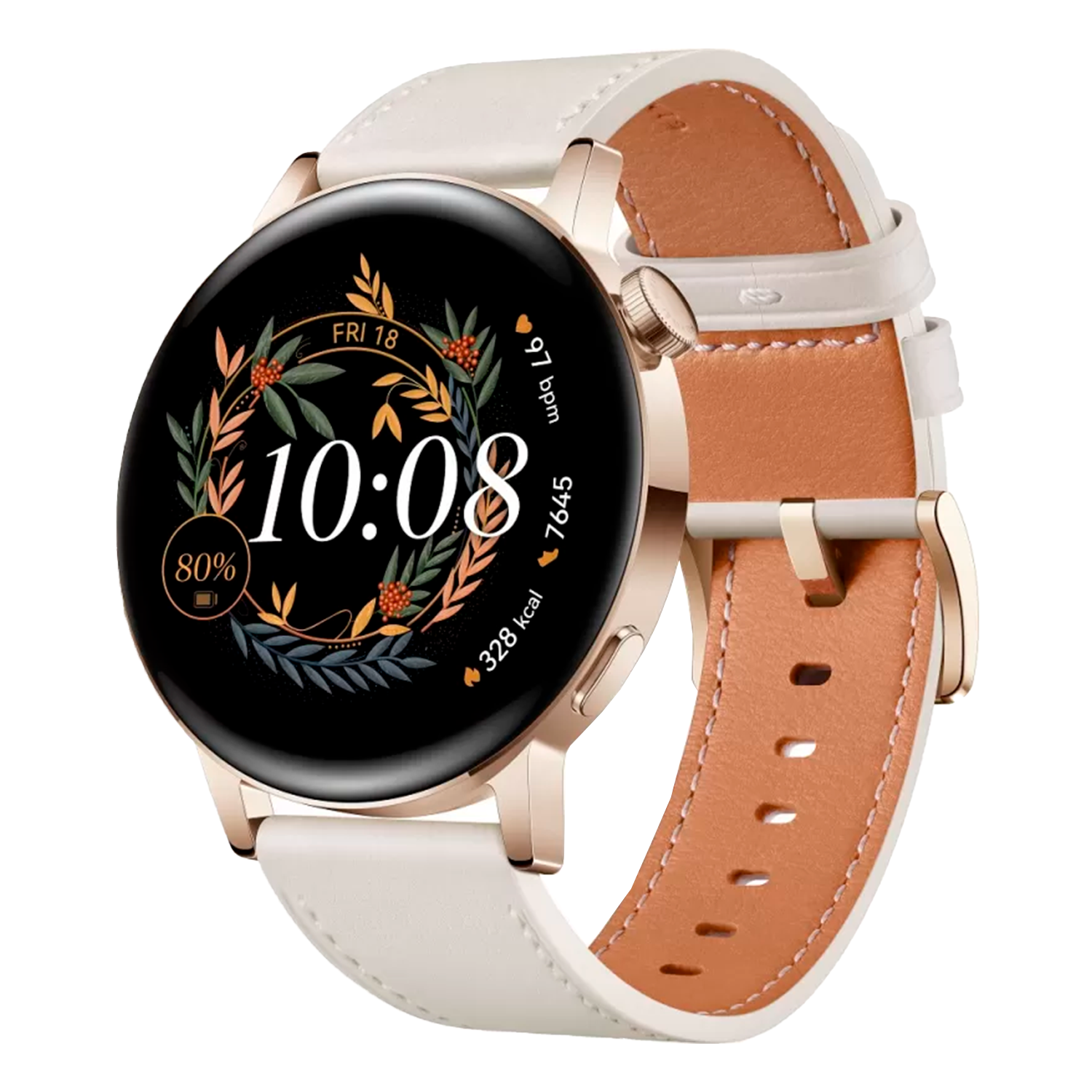 Relógio Smartwatch Huawei GT3 MIL-B19 1.32" / 42MM / Bluetooth / 5 ATM - Branco e Dourado