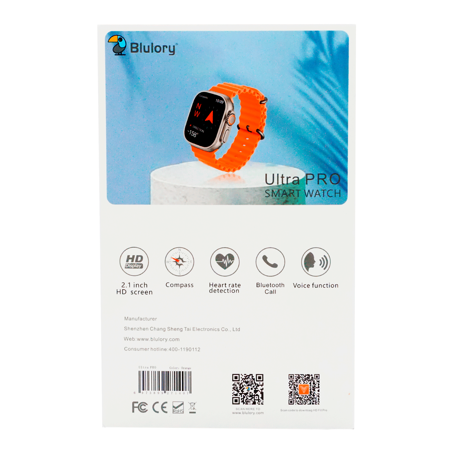 Smartwatch Blulory Glifo Ultra Pro 49mm - Laranja