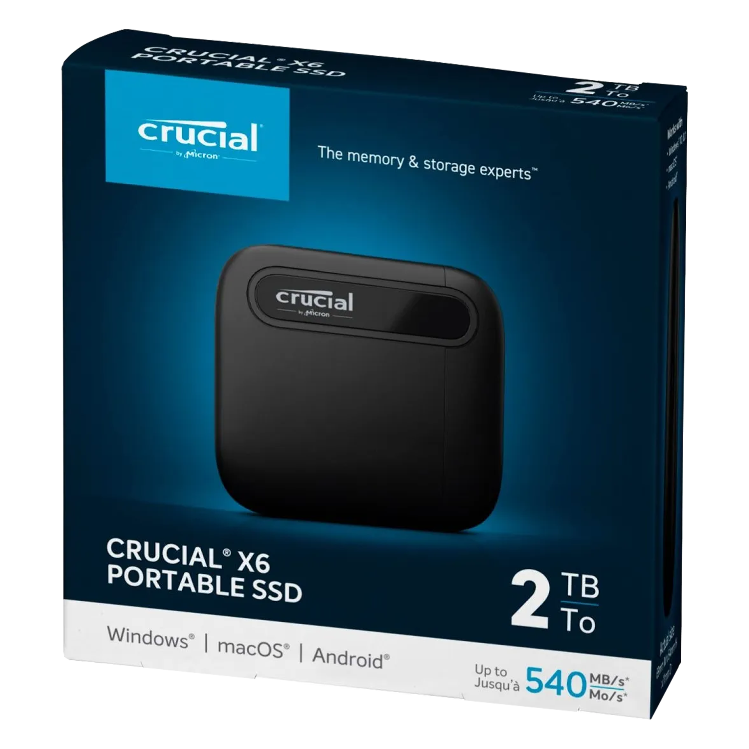 SSD Externo Portátil Crucial X6 2TB USB 3.1 - CT2000X6SSD9
