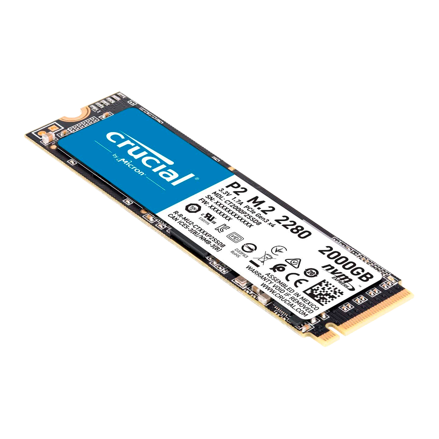 SSD M.2 Crucial P2 2TB / NVMe PCIe Gen3 - (CT2000P2SSD8)