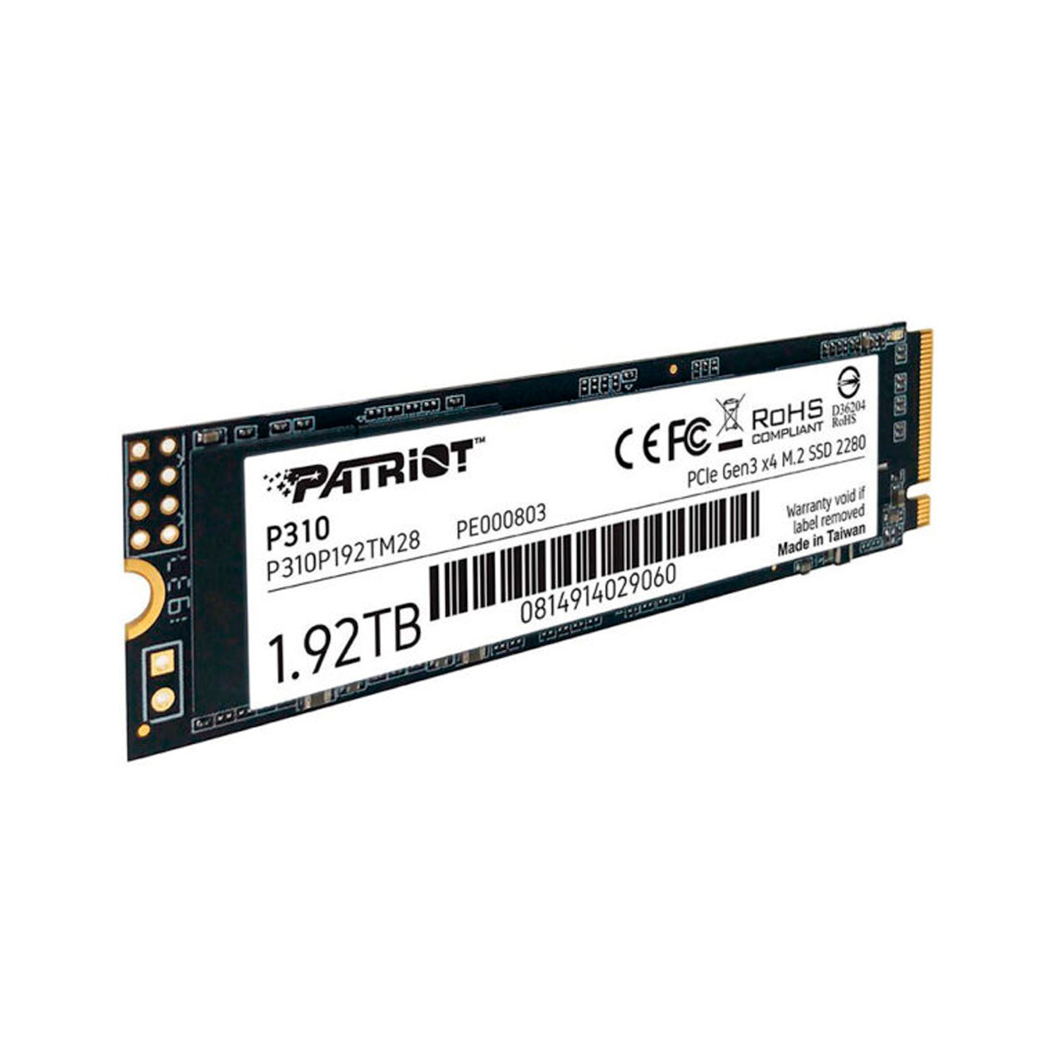 SSD M.2 Patriot P310 1.92TB NVMe PCIe Gen3 - P310P192TM28