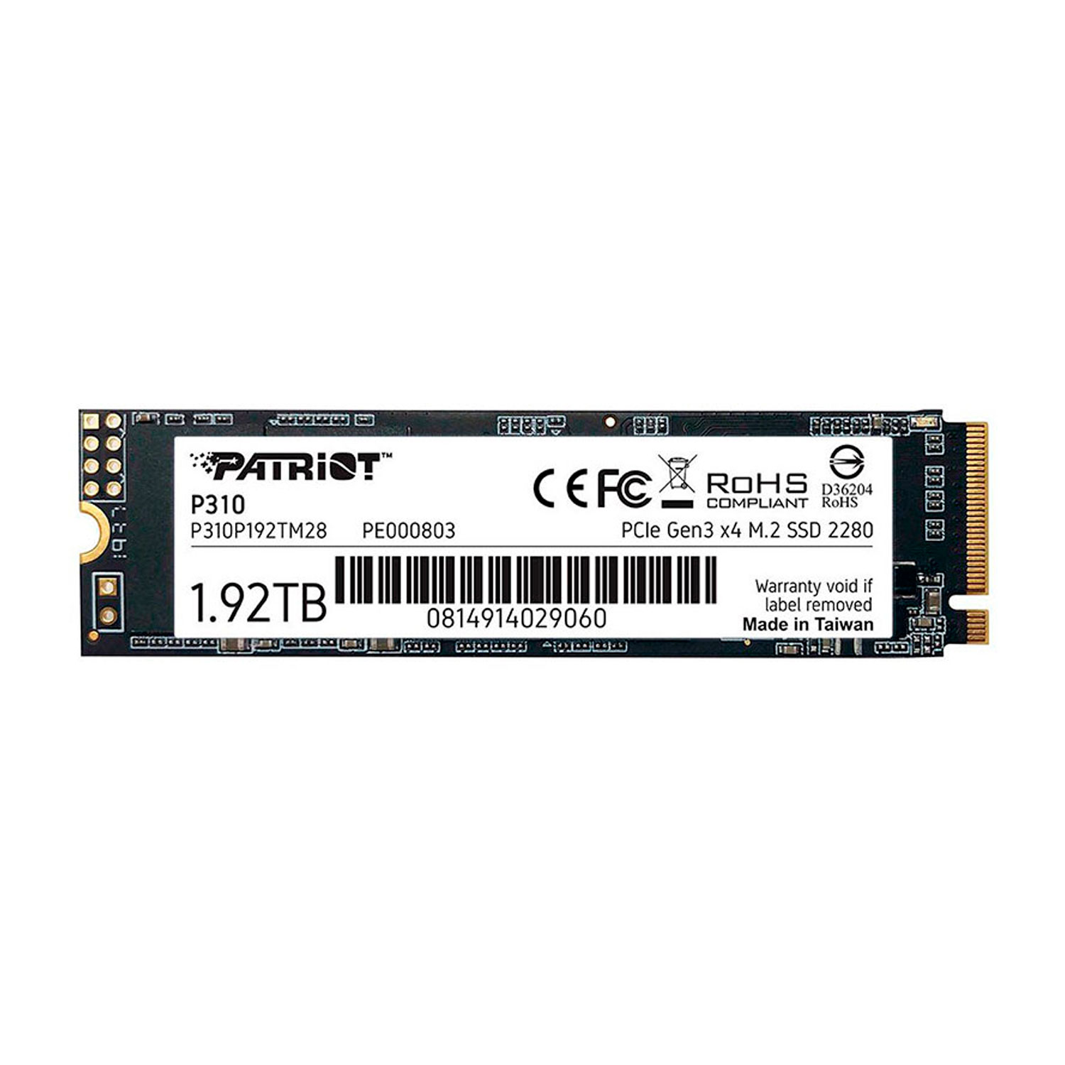SSD M.2 Patriot P310 1.92TB / NVMe PCIe Gen3 - (P310P192TM28)