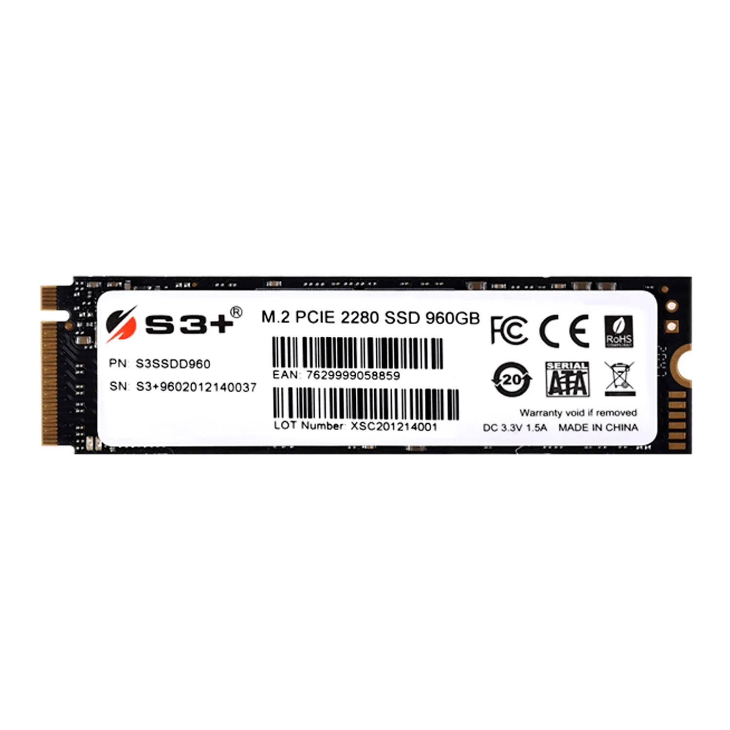 SSD M.2 S3+ 960GB / NVMe PCIe Gen3 - (S3SSDD960)