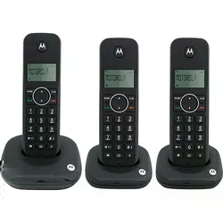 Telefone Motorola MOTO-500ID3 3 Bases / Com bina / Identificador de chamada / Bivolt - Preto