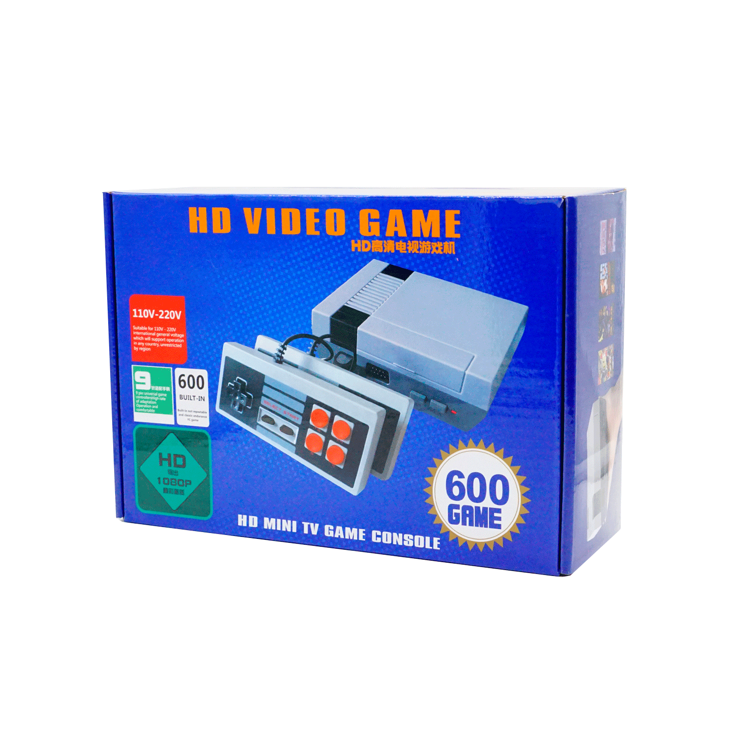 Mini Console Game com 600 Jogos HD Video - Cinza