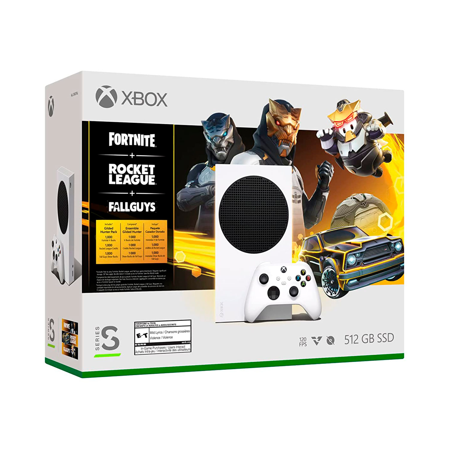 Console Microsoft Xbox Series S Fortnite + Rocket League + Fallguys 512GB SSD Digital - Branco